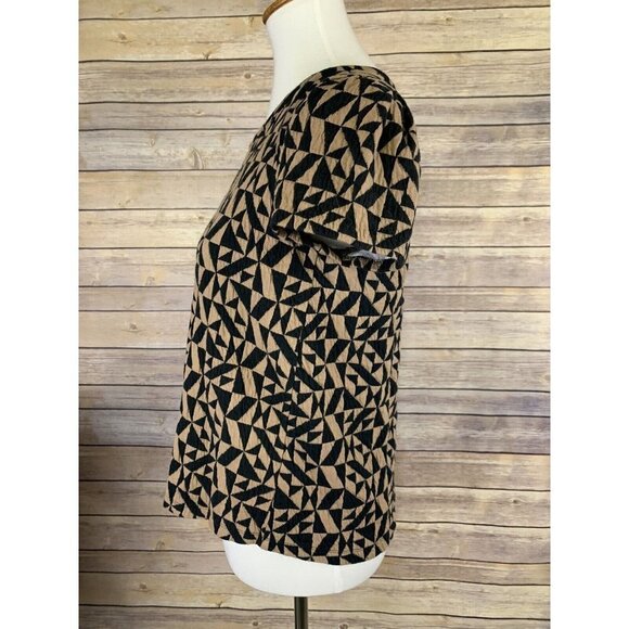 Anthropologie Postmark Small Trace Jacquard Quilted Top Brown Black Zip Back - Picture 4 of 9